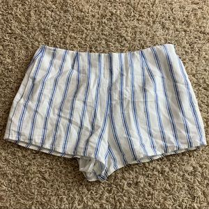 Blue and white striped dress shorts